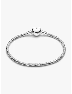 PANDORA | Facetteret Slangekædearmbånd med Hjertelås