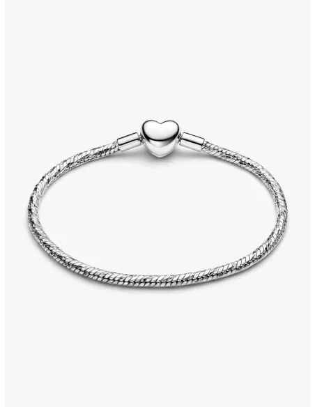 PANDORA | Facetteret Slangekædearmbånd med Hjertelås
