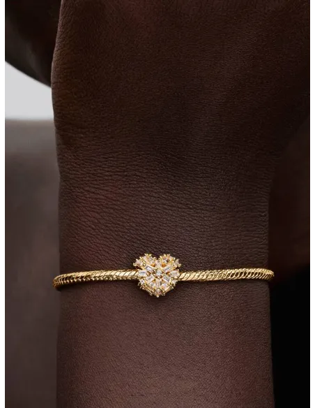 PANDORA Funklende Pavé Tredobbelt Række Charm | Glimtende Elegance