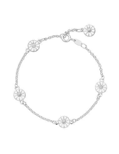 Lund Copenhagen | Marguerit armbånd med 5x7,5mm marg. hvid emalje