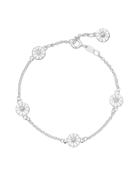 Lund Copenhagen | Marguerit armbånd med 5x7,5mm marg. hvid emalje
