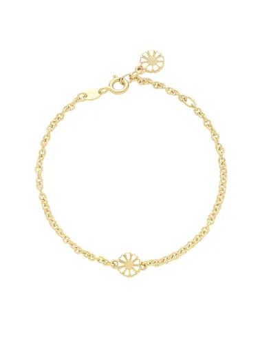 Lund Copenhagen | Marguerit armbånd  med 2x7,5mm 24 kt forgyldt hvid emalje