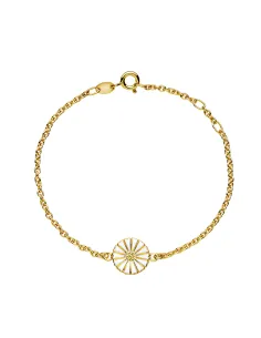 Lund Copenhagen | Marguerit armbånd 11mm 24 kt forgyldt hvid emalje