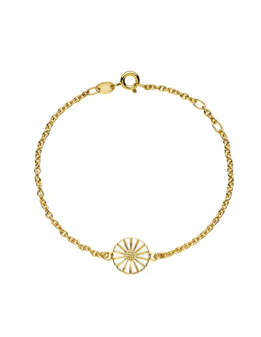 Lund Copenhagen | Marguerit armbånd 11mm 24 kt forgyldt hvid emalje
