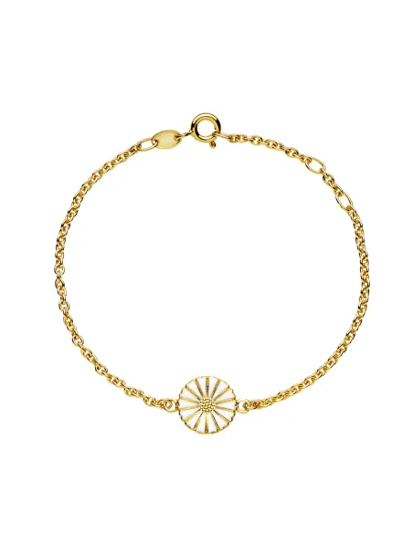 Lund Copenhagen | Marguerit armbånd 11mm 24 kt forgyldt hvid emalje