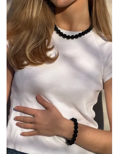 SOÏ | Faro Black Onyx | Krystal halskæde