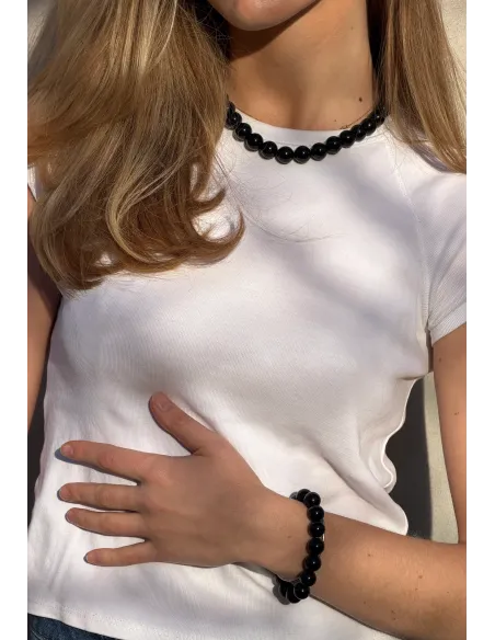 SOÏ | Faro Black Onyx | Krystal halskæde