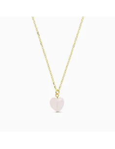 Soï | Alma Hjerte Guld Halskæde i Rosakvarts