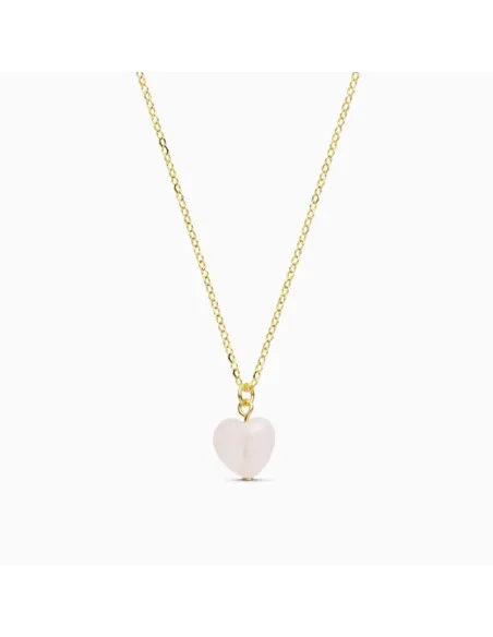 Soï | Alma Hjerte Guld Halskæde i Rosakvarts