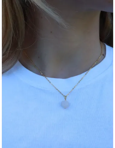 Soï | Alma Rosakvarts Hjerte Halskæde sølv forgyldt