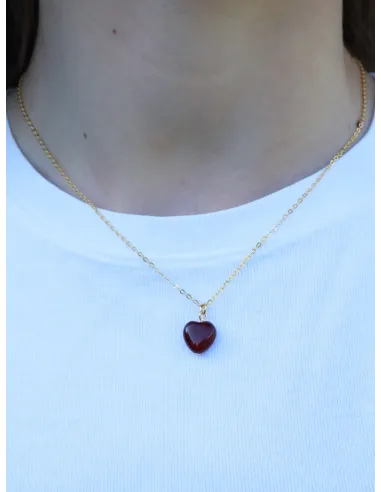 Soï | Alma Tiger Eye Hjerte Halskæde forgyldt sølv