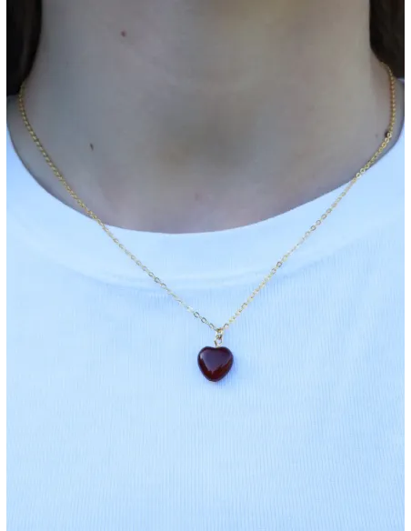 Soï | Alma Tiger Eye Hjerte Halskæde forgyldt sølv