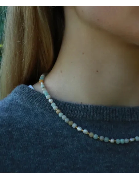 Soï | Ellie Ferskvandsperler Guld Halskæde i Amazonit