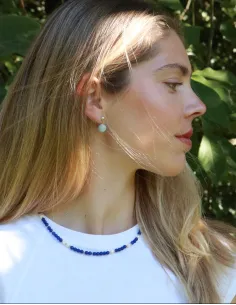 Soï | Ellie Ferskvandsperler Guld Halskæde i Lapis Lazuli 2