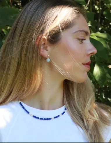 Soï | Ellie Ferskvandsperler Guld Halskæde i Lapis Lazuli