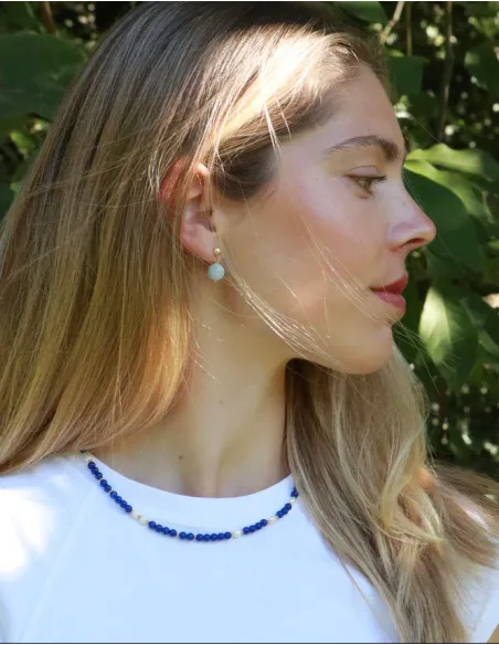 Soï | Ellie Ferskvandsperler Guld Halskæde i Lapis Lazuli