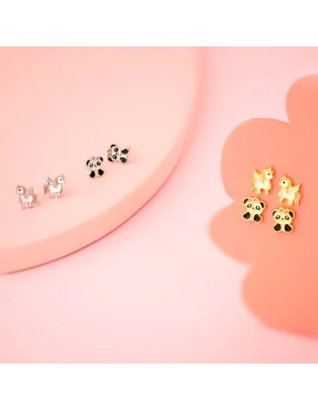 NOA KIDS JEWELLERY | Sølvørestikker panda m/emalje