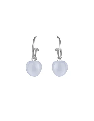 SUSANNE FRIIS BJØRNER | Creol, sølv, 10 mm blank rund tråd med 8 mm blankt hjerte i blå calcedon ca. 2 cm