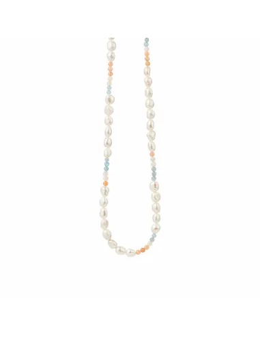 Susanne Friis Bjørner | Perle halskæde i forgyldt sølv med pastelfarver