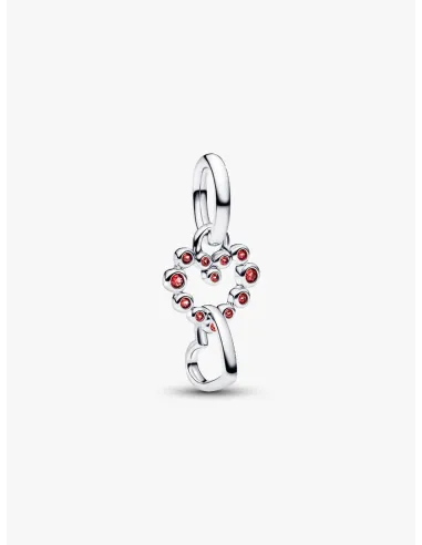 PANDORA | Forbundne Hjerter & Røde Sten Charm med Vedhæng