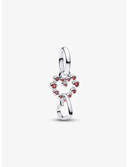PANDORA | Forbundne Hjerter & Røde Sten Charm med Vedhæng