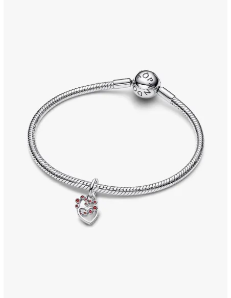 PANDORA | Forbundne Hjerter & Røde Sten Charm med Vedhæng