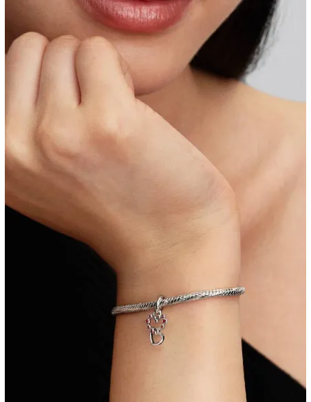 PANDORA | Forbundne Hjerter & Røde Sten Charm med Vedhæng