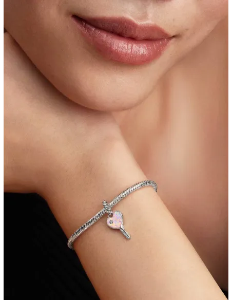 PANDORA | Opaliserende Hjerte Nøgle Charm med vedhæng