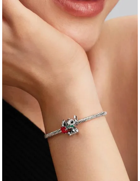 Pandora Julemagi Muranoglas Charm i rød med gylden folie og julemotiver