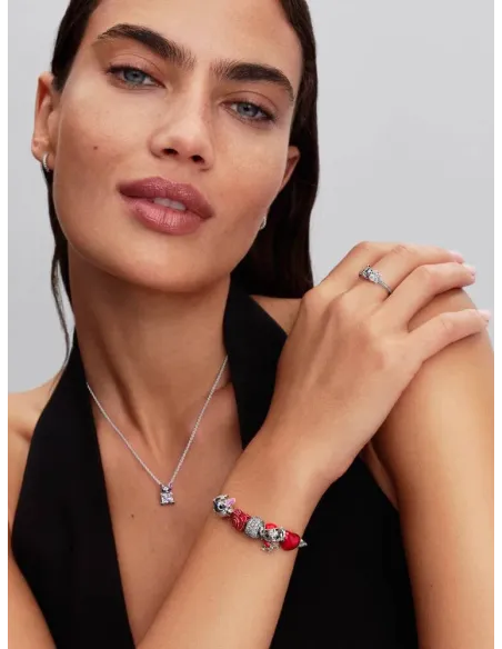 Pandora Julemagi Muranoglas Charm i rød med gylden folie og julemotiver