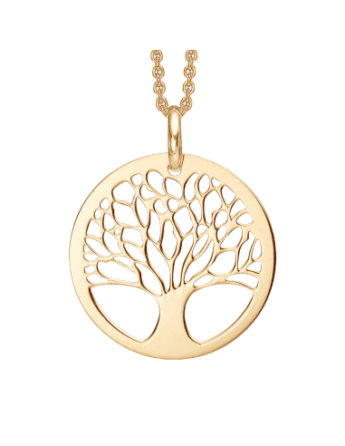 Støvring Design | Sølvforgyldt halskæde livets træ i cirkel