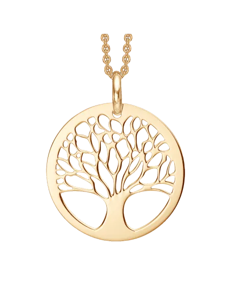 Støvring Design | Sølvforgyldt halskæde livets træ i cirkel