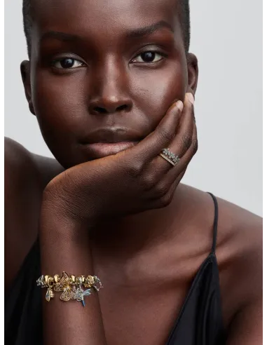 PANDORA Funklende Pavé Tredobbelt Række Charm | Glimtende Elegance