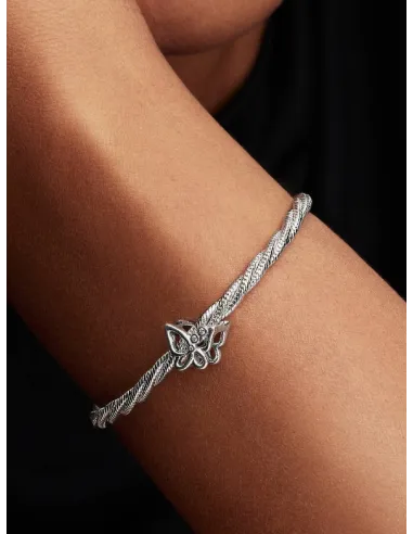 PANDORA Funklende Pavé Tredobbelt Række Charm | Glimtende Elegance