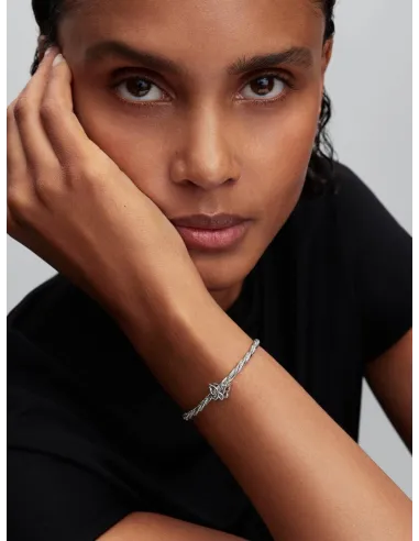 PANDORA Funklende Pavé Tredobbelt Række Charm | Glimtende Elegance