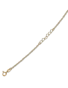 STØVRING | Sølvforgyldt ankelkæde med skift imellem kæde og 6 hjerter.