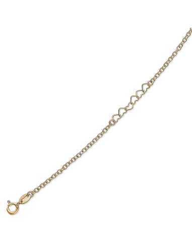 STØVRING | Sølvforgyldt ankelkæde med skift imellem kæde og 6 hjerter.