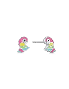 STØVRING DESIGN | Sølv ørestikker rhodineret papegøjer i multi blyfri emalje.