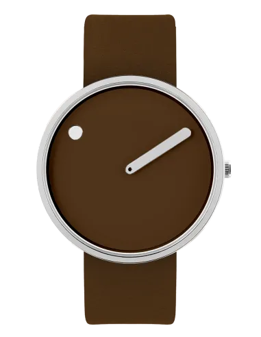 PICTO | 40 mm / Chokoladebrun urskive / Læderrem i chokoladebrun
