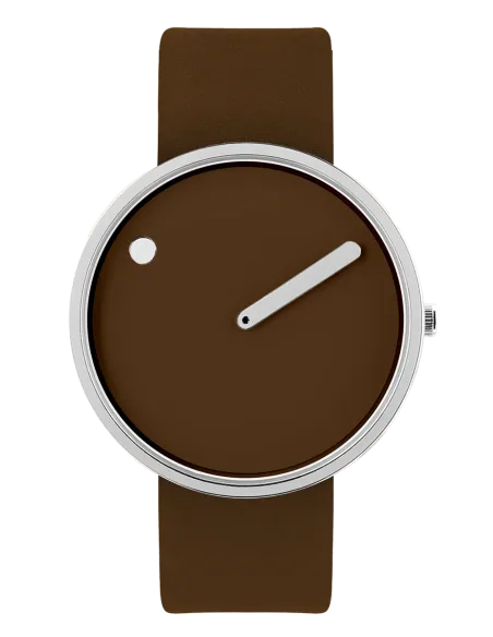 PICTO | 40 mm / Chokoladebrun urskive / Læderrem i chokoladebrun