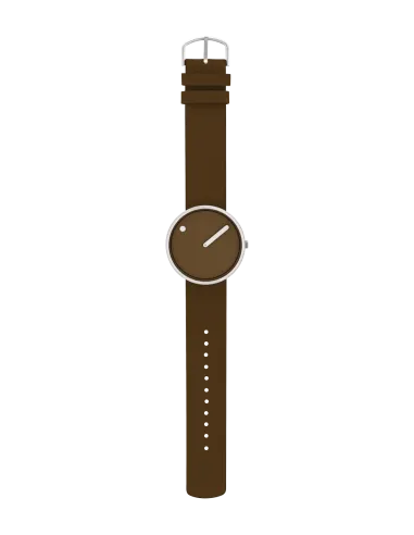 PICTO | 40 mm / Chokoladebrun urskive / Læderrem i chokoladebrun