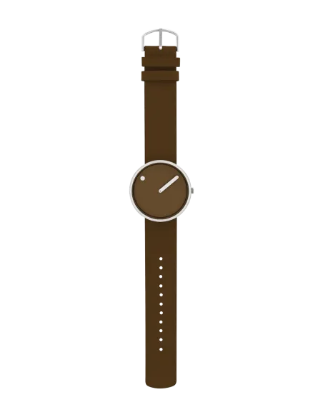 PICTO | 40 mm / Chokoladebrun urskive / Læderrem i chokoladebrun