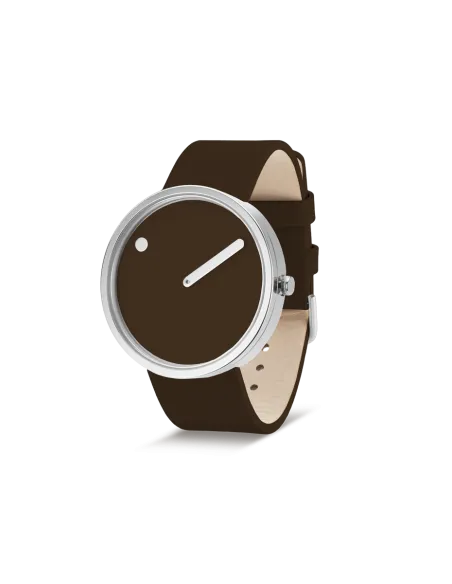 PICTO | 40 mm / Chokoladebrun urskive / Læderrem i chokoladebrun