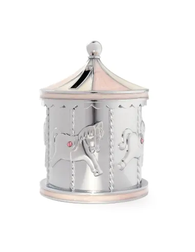 NOA KIDS | Forkromet sparebøsse lyserød karusel