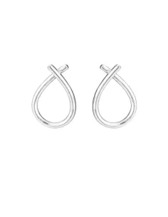 SUSANNE FRIIS BJØRNER | Ørering, sølv, blank 11x13 mm dråbe der krydser