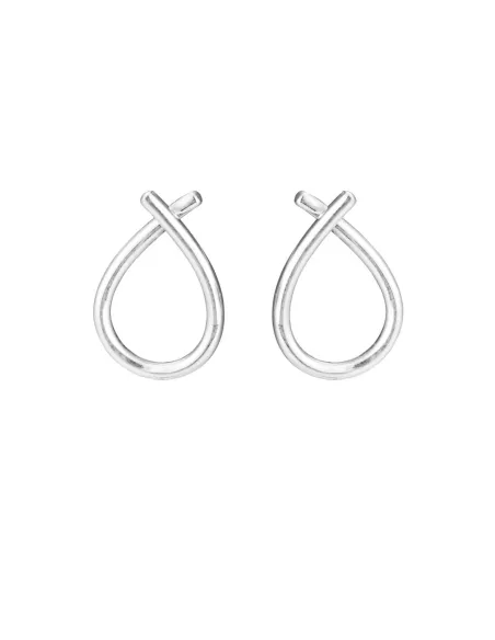 SUSANNE FRIIS BJØRNER | Ørering, sølv, blank 11x13 mm dråbe der krydser