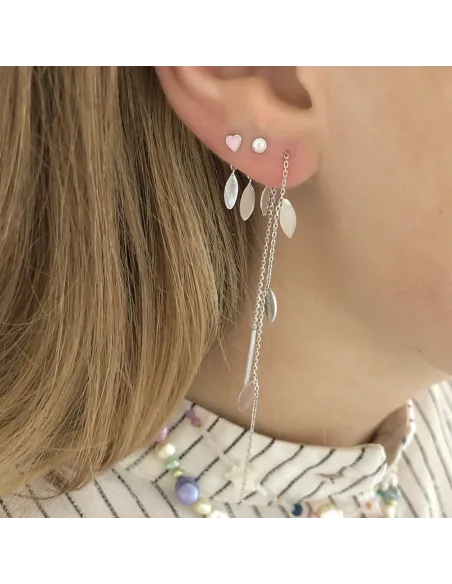 STINE A | Petit Love Heart Light Pink Enamel Silver - Single