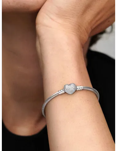 PANDORA | Moments Funklende Hjerte- og Slangekædearmbånd