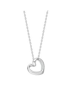 JOANLINOR | Rhod. sølvvedhæng hjerte m/cz inkl. kæde - RiveraNor