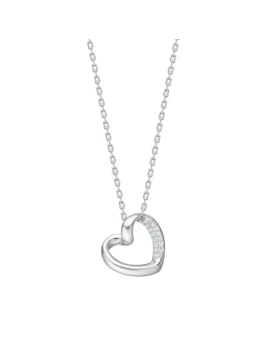 JOANLINOR | Rhod. sølvvedhæng hjerte m/cz inkl. kæde - RiveraNor